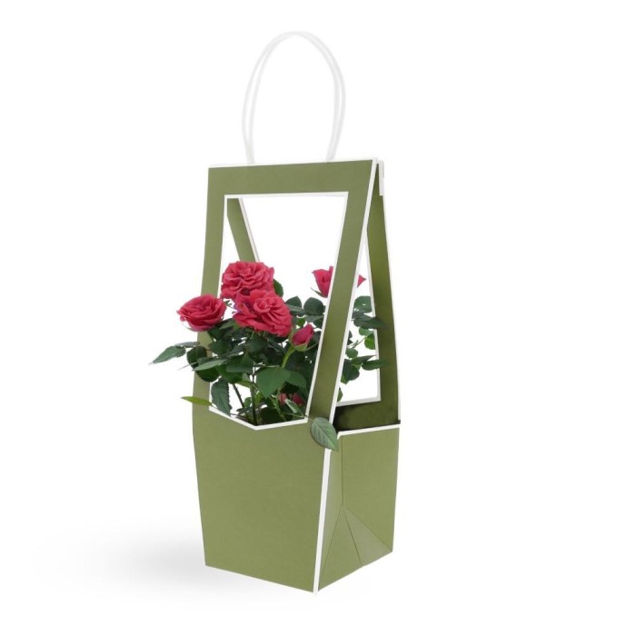 SHOPPER PORTAPIANTE PICCOLO VERDE SCURO H35